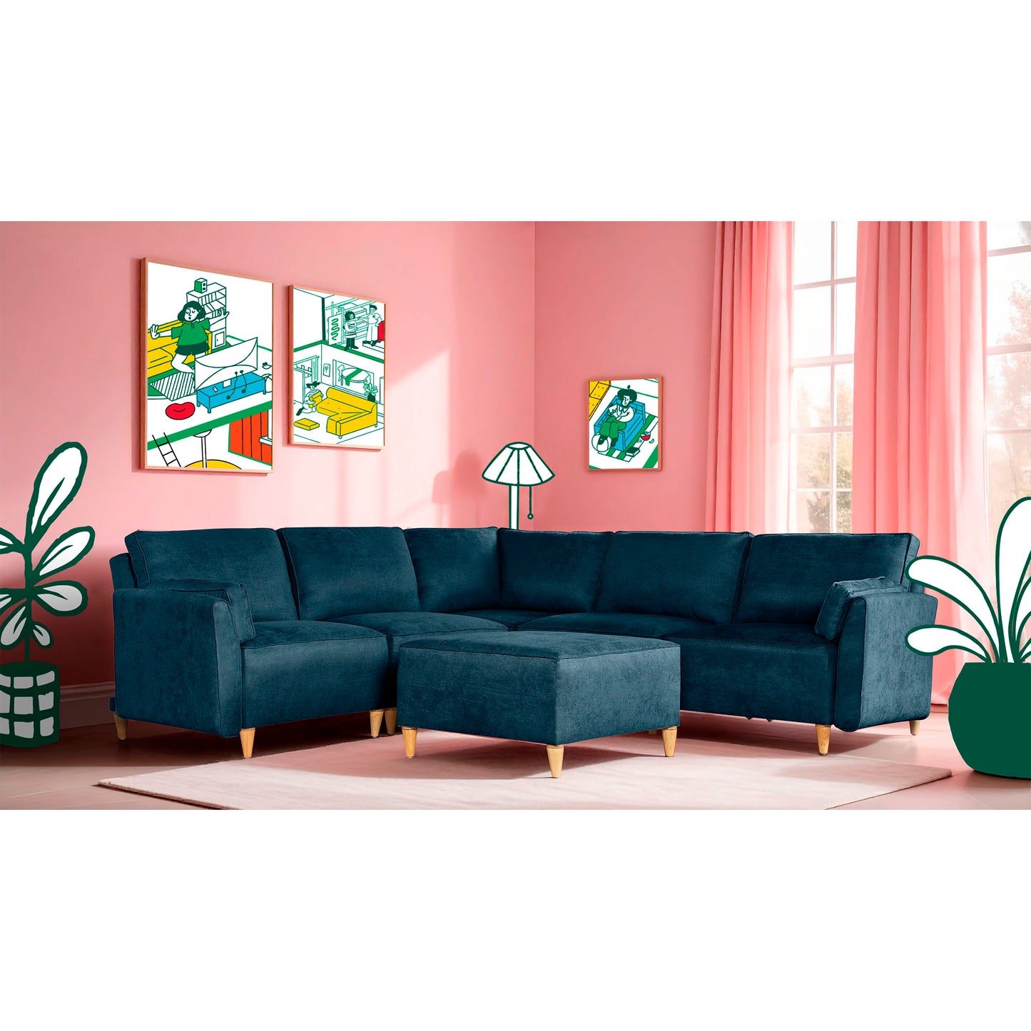 Sala modular Morelli de 6 modulos Color Azul