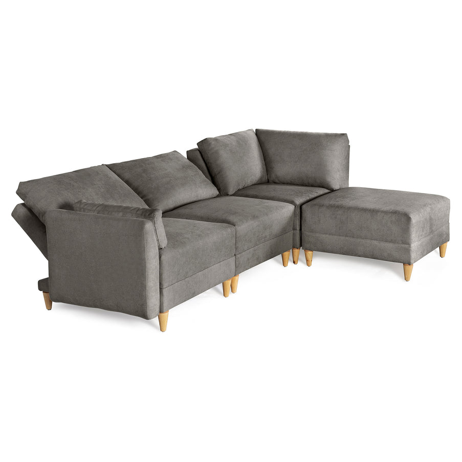 Sala De 4 Modulos Makora Everyn Memory Foam Oxford Chenil Respaldo Reclinable De 3 Posiciones