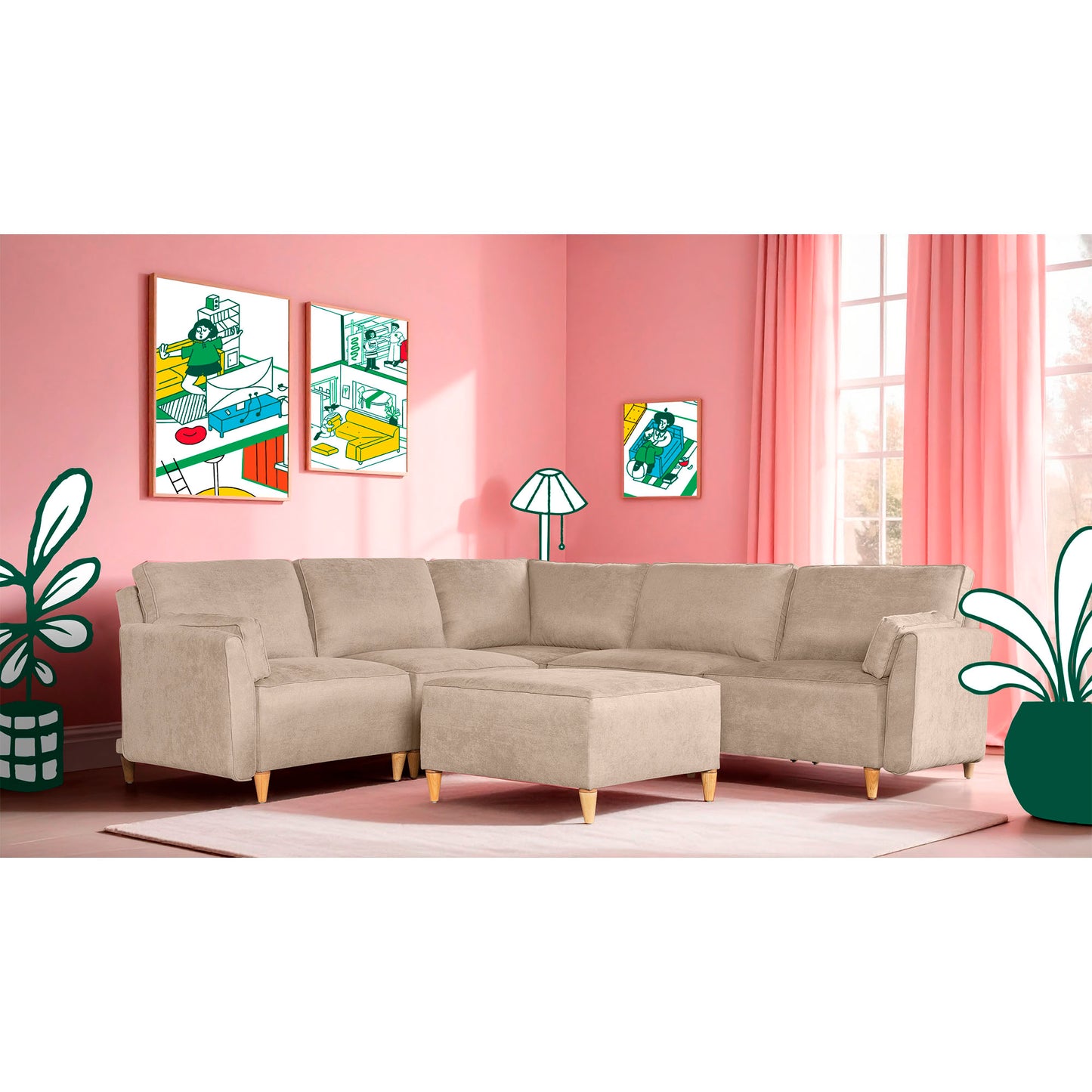 Sala  modular Morelli de 6 modulos Color Arena