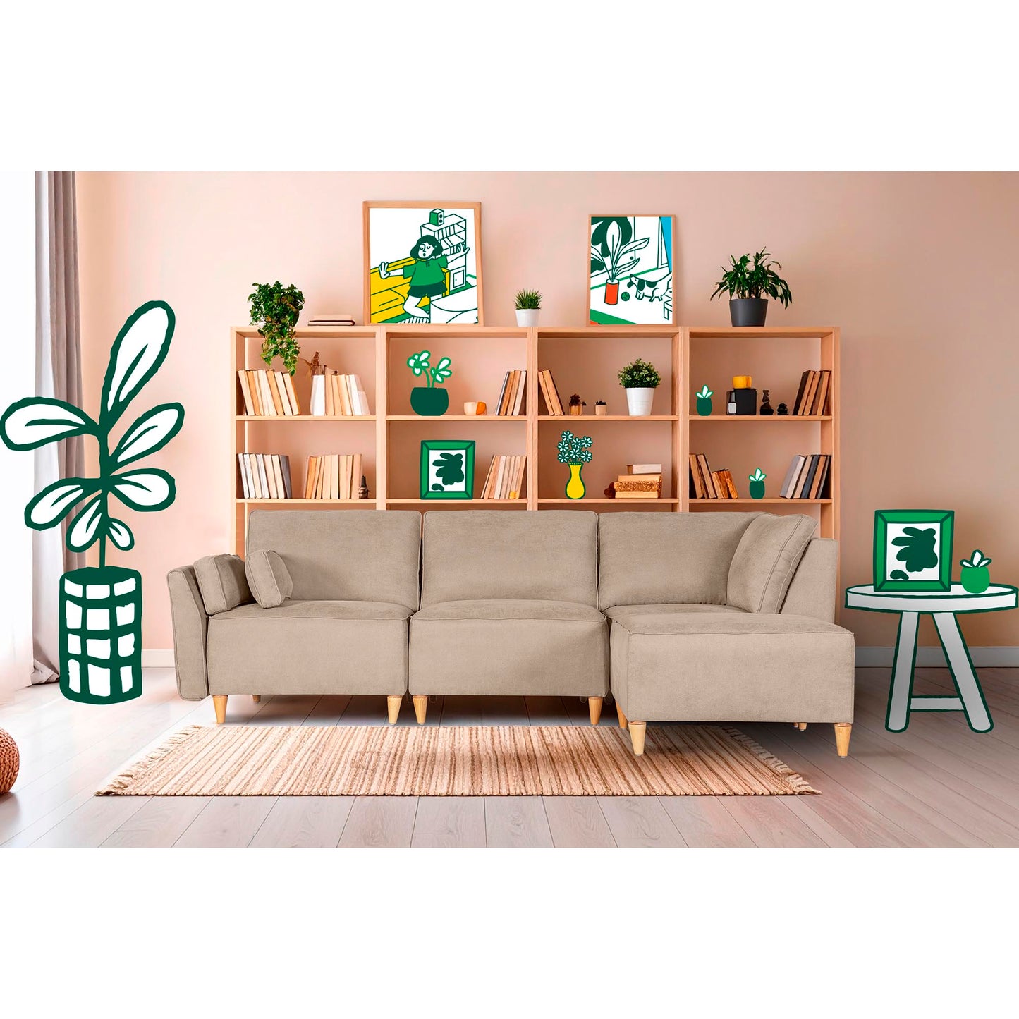 Sala modular Morelli de 4 modilos Color Arena
