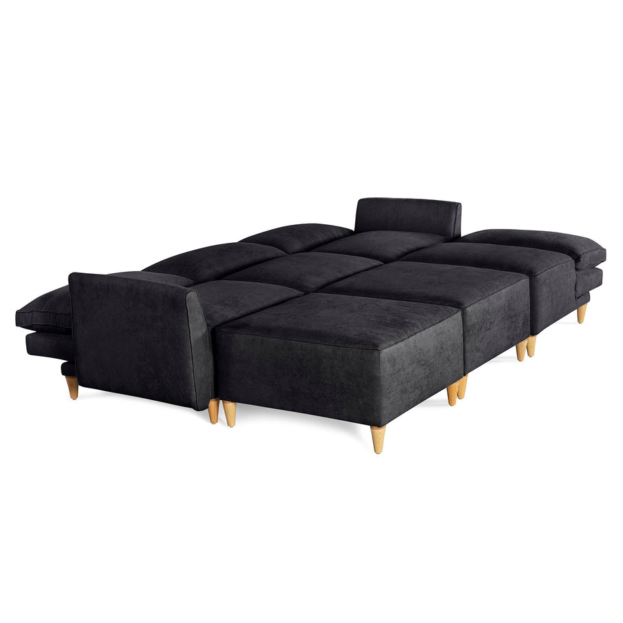Sala De 6 Modulos Makora Morelli Memory Foam Negro Chenil Respaldo Reclinable De 3 Posiciones