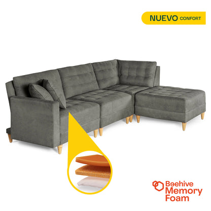 Sala Modular Godric de 4 modulos Color Gris Oxford