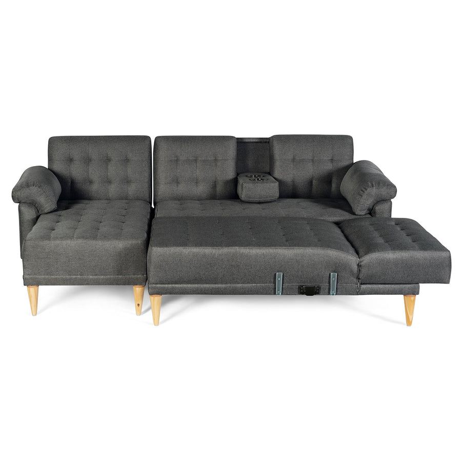 Sala Modular Doble Chaise Barker Color Gris Oxford