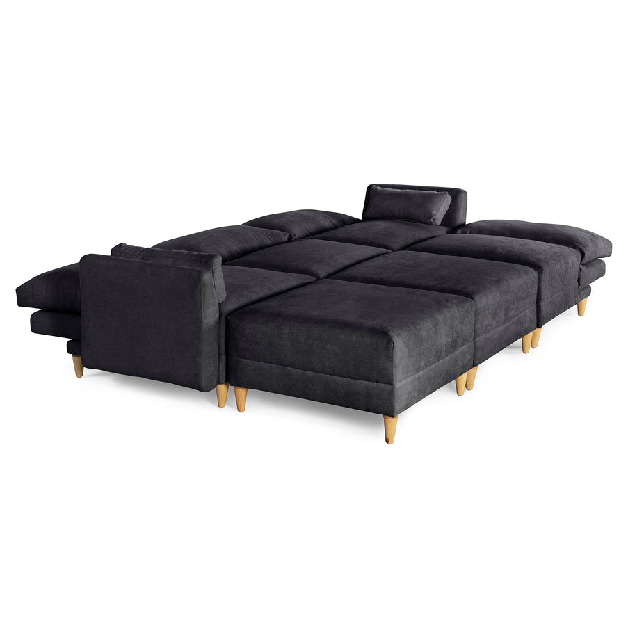 Sala De 6 Modulos Makora Everyn Memory Foam Negro Chenil Respaldo Reclinable De 3 Posiciones