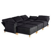 Sala De 6 Modulos Makora Morelli Memory Foam Negro Chenil Respaldo Reclinable De 3 Posiciones