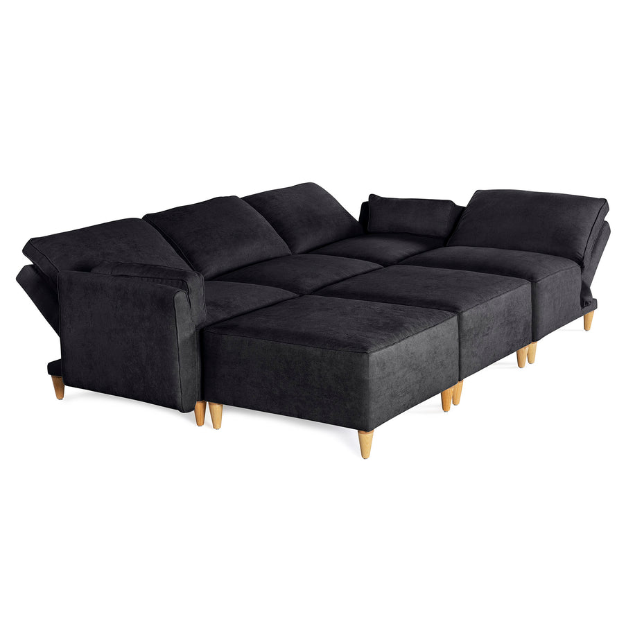 Sala De 6 Modulos Makora Morelli Memory Foam Negro Chenil Respaldo Reclinable De 3 Posiciones