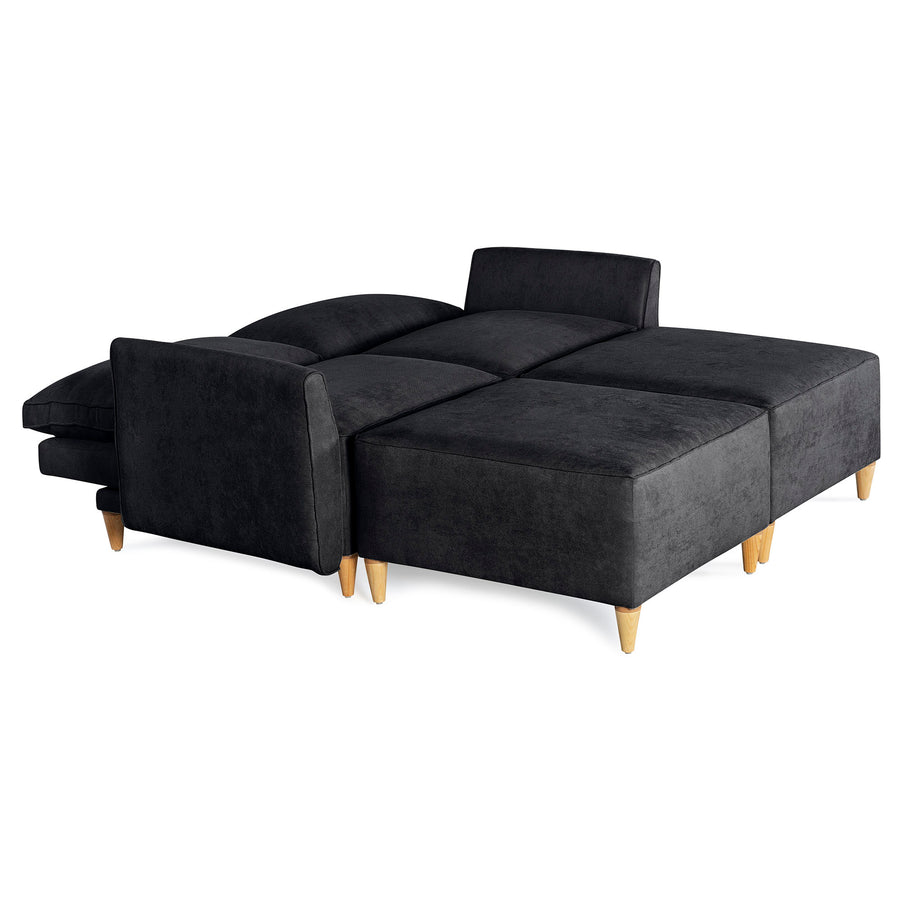 Sala De 4 Modulos Makora Morelli Memory Foam Negro Chenil Respaldo Reclinable De 3 Posiciones