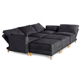 Sala De 6 Modulos Makora Everyn Memory Foam Negro Chenil Respaldo Reclinable De 3 Posiciones