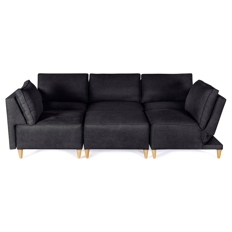 Sala De 6 Modulos Makora Morelli Memory Foam Negro Chenil Respaldo Reclinable De 3 Posiciones