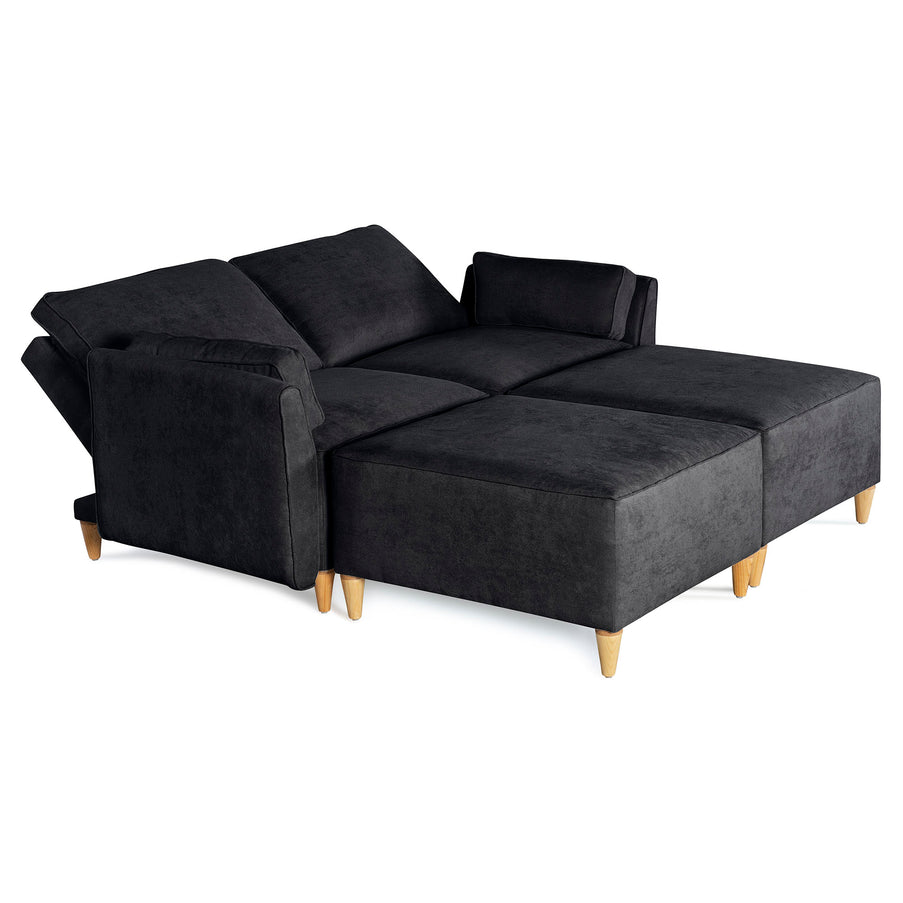 Sala De 4 Modulos Makora Morelli Memory Foam Negro Chenil Respaldo Reclinable De 3 Posiciones