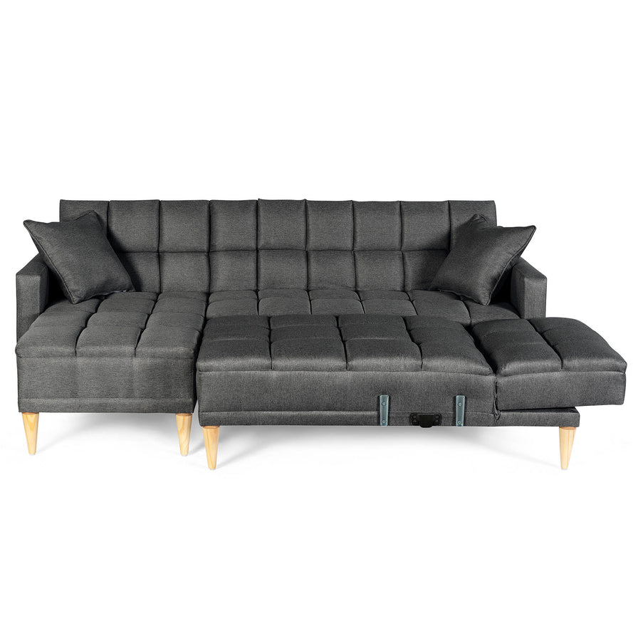 Sala Modular Doble Chaise Travis Color Gris Oxford