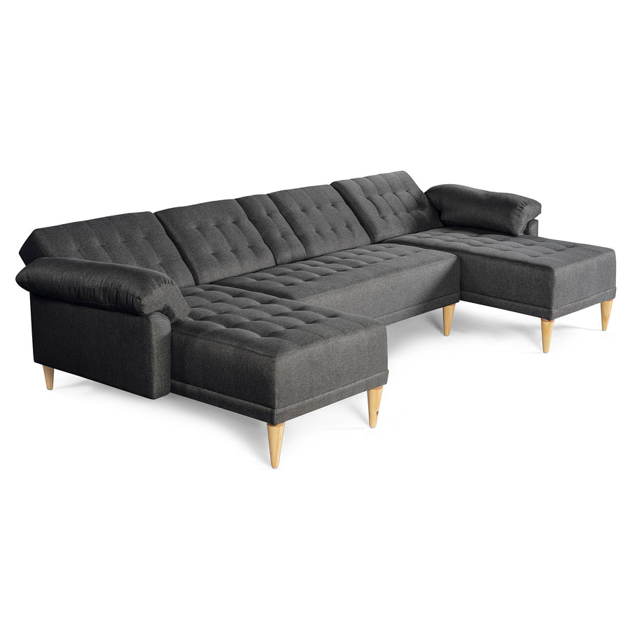 Sala Modular Doble Chaise Barker Color Gris Oxford