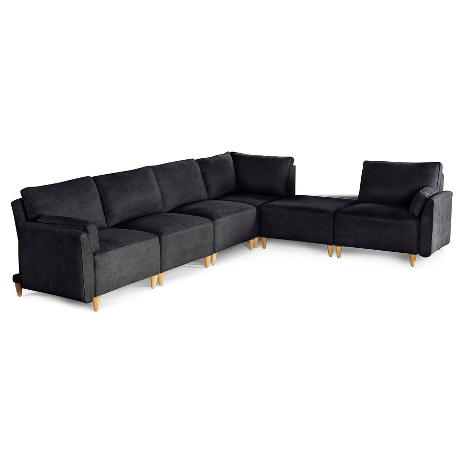 Sala De 6 Modulos Makora Morelli Memory Foam Negro Chenil Respaldo Reclinable De 3 Posiciones