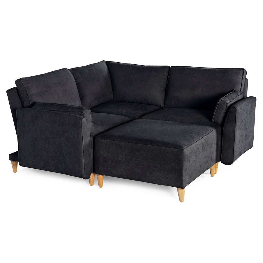 Sala De 4 Modulos Makora Morelli Memory Foam Negro Chenil Respaldo Reclinable De 3 Posiciones