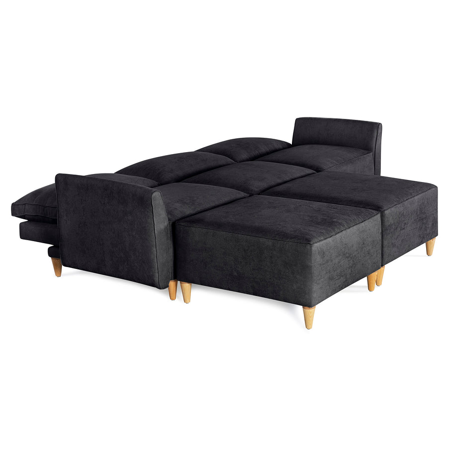 Sala De 5 Modulos Makora Morelli Memory Foam Negro Chenil Respaldo Reclinable De 3 Posiciones