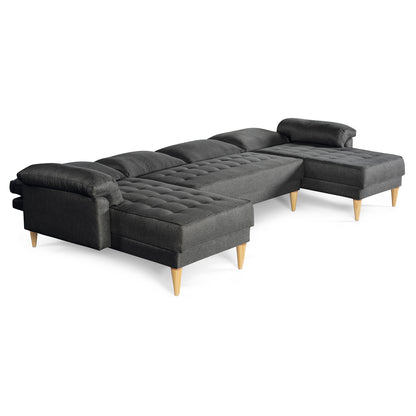Sala Modular Doble Chaise Salazar Color Gris Oxford