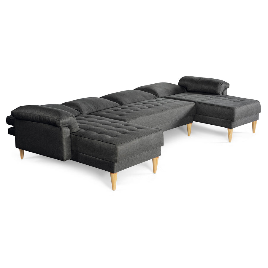 Sala Modular Doble Chaise Salazar Color Gris Oxford