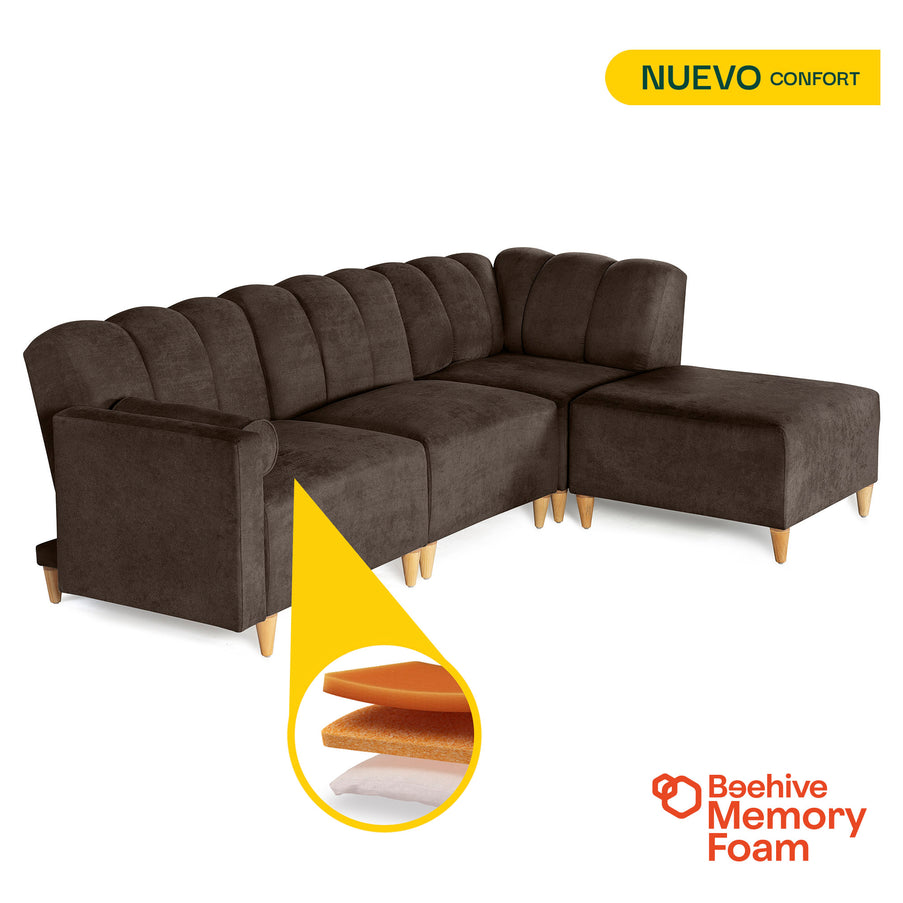 Sala Modular Kieran de 4 modulos Color Chocolate