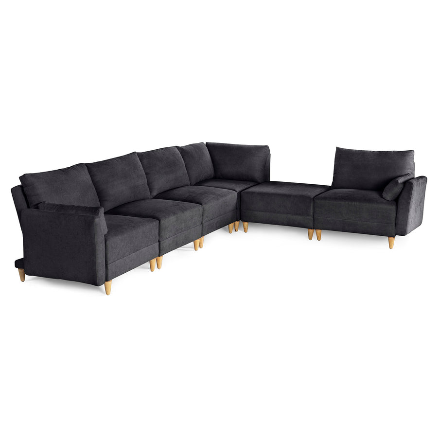 Sala De 6 Modulos Makora Everyn Memory Foam Negro Chenil Respaldo Reclinable De 3 Posiciones