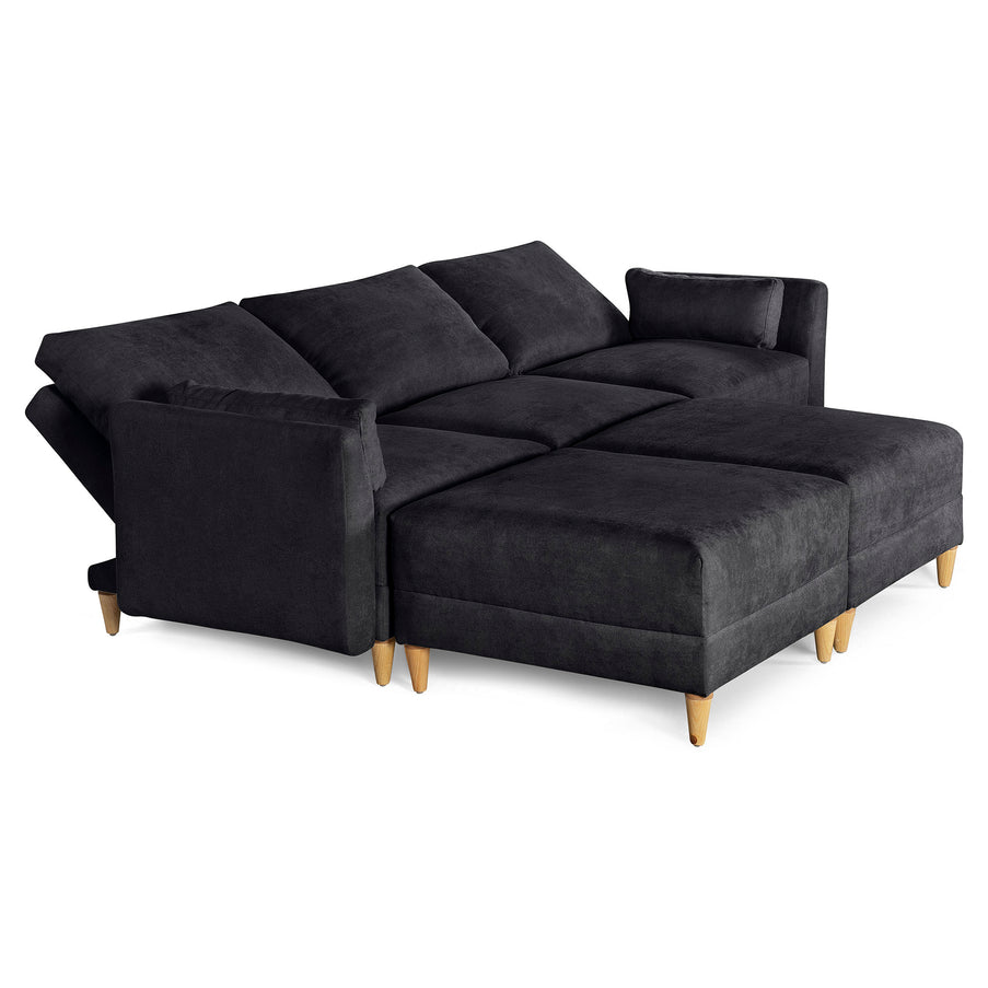 Sala De 5 Modulos Makora Everyn Memory Foam Negro Chenil Respaldo Reclinable De 3 Posiciones