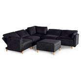 Sala De 6 Modulos Makora Morelli Memory Foam Negro Chenil Respaldo Reclinable De 3 Posiciones