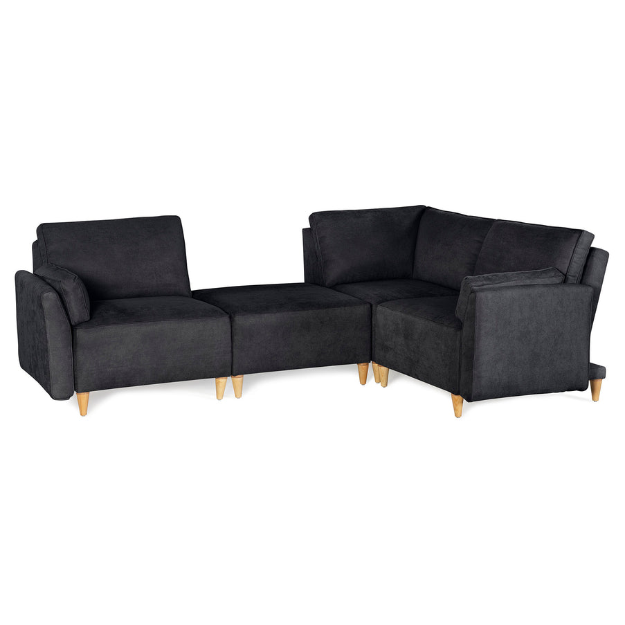 Sala De 4 Modulos Makora Morelli Memory Foam Negro Chenil Respaldo Reclinable De 3 Posiciones