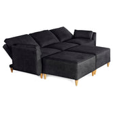 Sala De 5 Modulos Makora Morelli Memory Foam Negro Chenil Respaldo Reclinable De 3 Posiciones