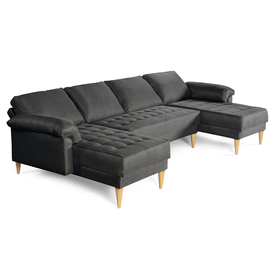 Sala Modular Doble Chaise Salazar Color Gris Oxford