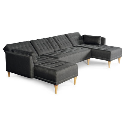 Sala Modular Doble Chaise Boyd Color Gris Oxford