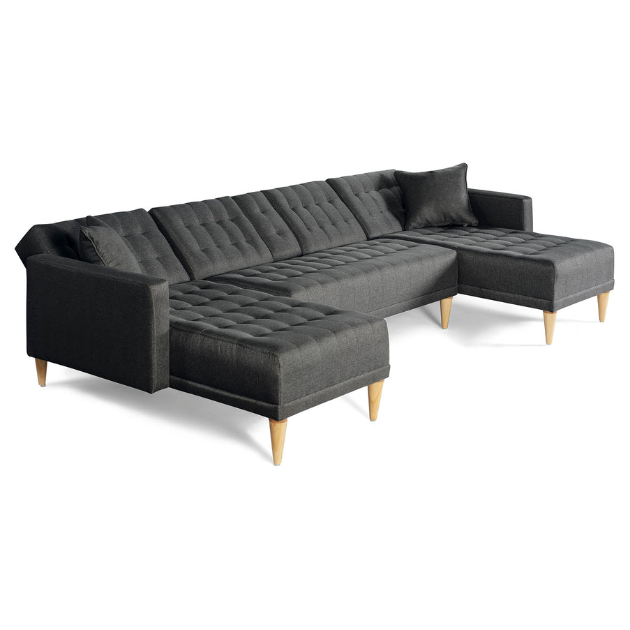 Sala Modular Doble Chaise Marietta Color Gris Oxford