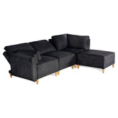 Sala De 4 Modulos Makora Morelli Memory Foam Negro Chenil Respaldo Reclinable De 3 Posiciones