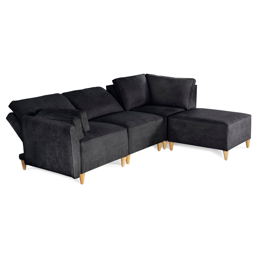 Sala De 4 Modulos Makora Morelli Memory Foam Negro Chenil Respaldo Reclinable De 3 Posiciones