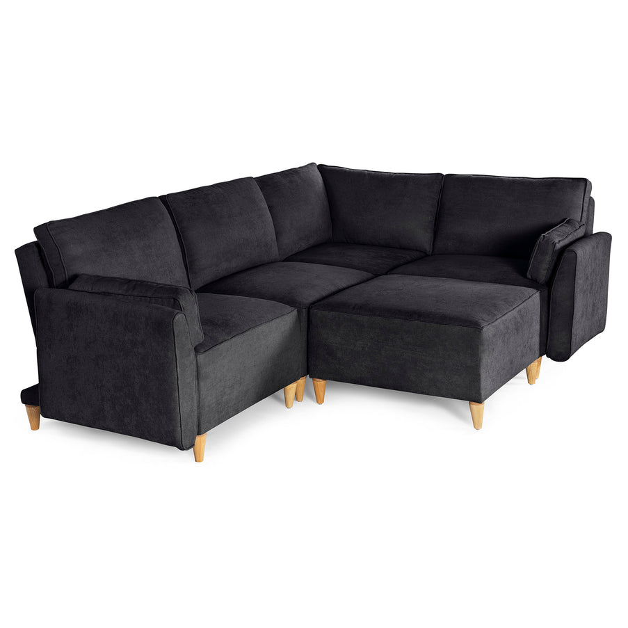 Sala De 5 Modulos Makora Morelli Memory Foam Negro Chenil Respaldo Reclinable De 3 Posiciones