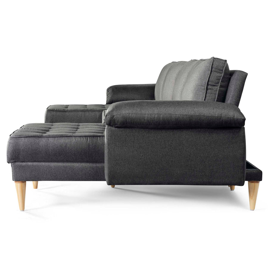 Sala Modular Doble Chaise Salazar Color Gris Oxford