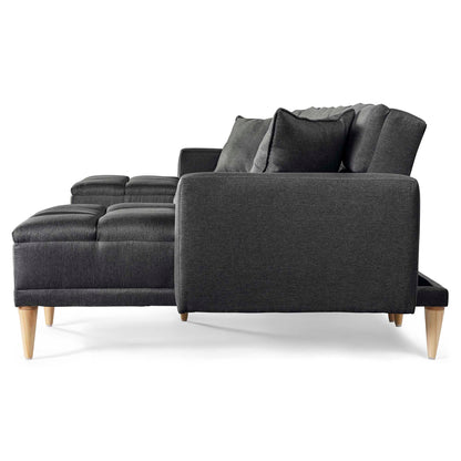 Sala Modular Doble Chaise Travis Color Gris Oxford