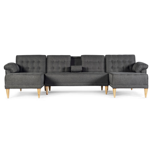 Sala Modular Doble Chaise Barker Color Gris Oxford