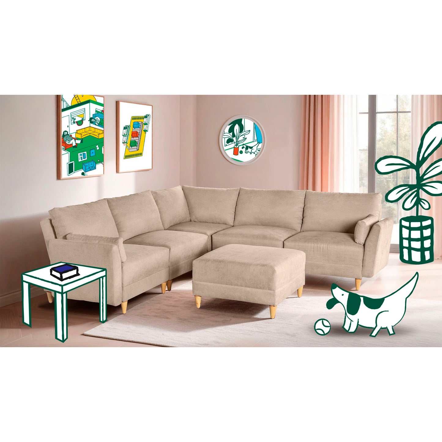 Sala modular Everyn de 6 modulos Color Arena