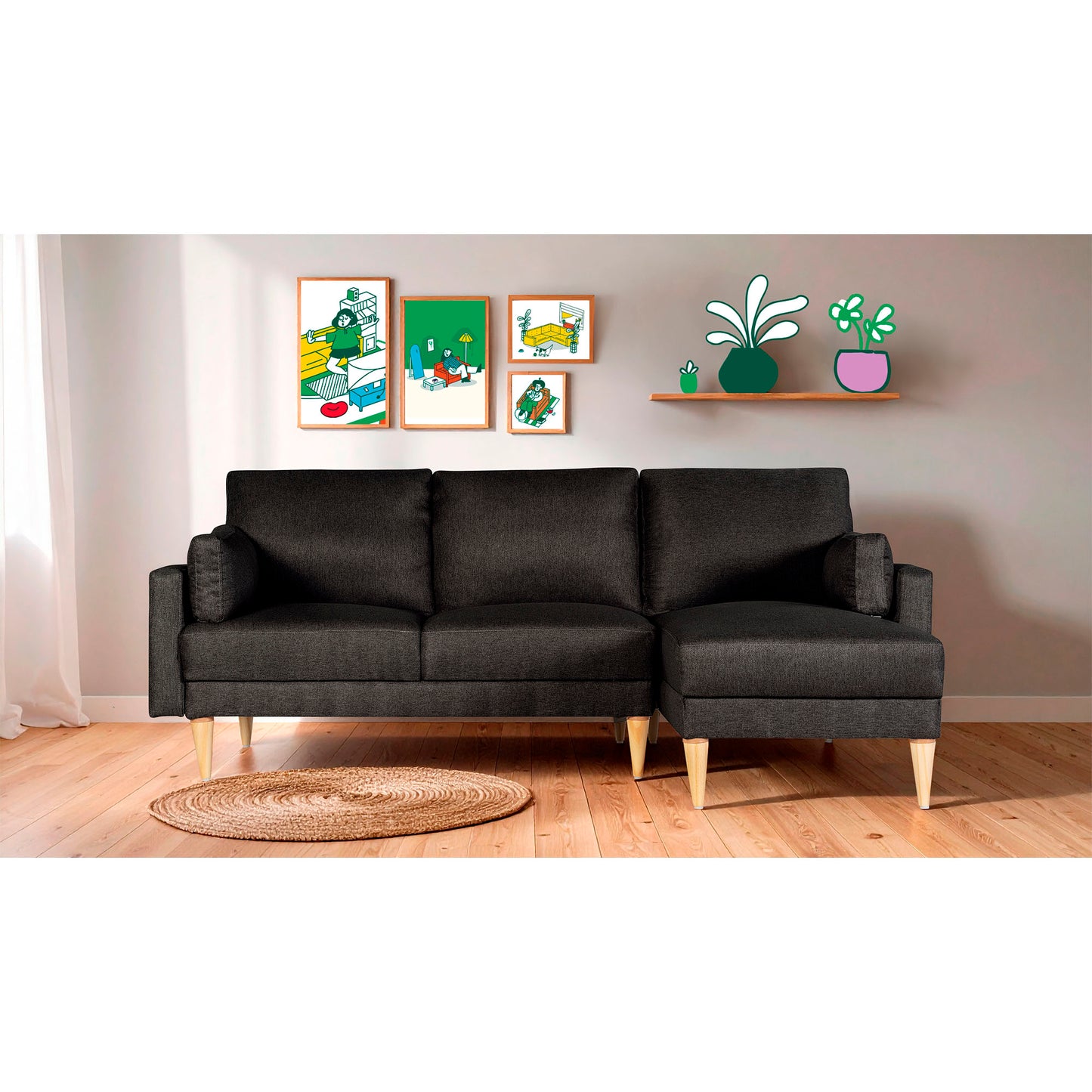 Sala Modular Chica Kissa Color Negro