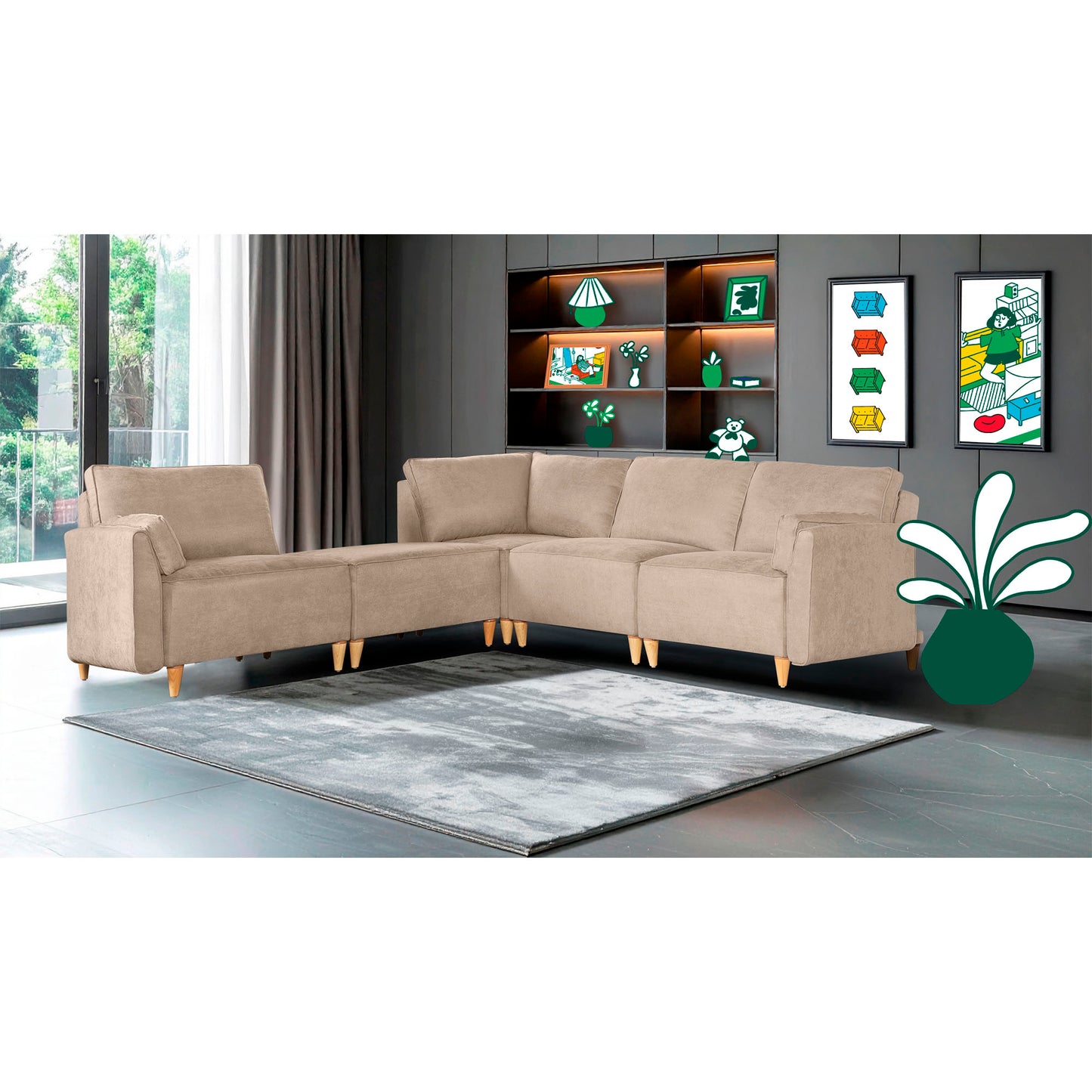 Sala modular Morelli de 5 modulos Color Arena