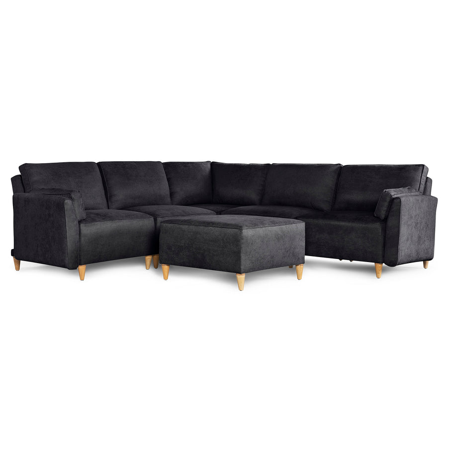 Sala De 6 Modulos Makora Morelli Memory Foam Negro Chenil Respaldo Reclinable De 3 Posiciones