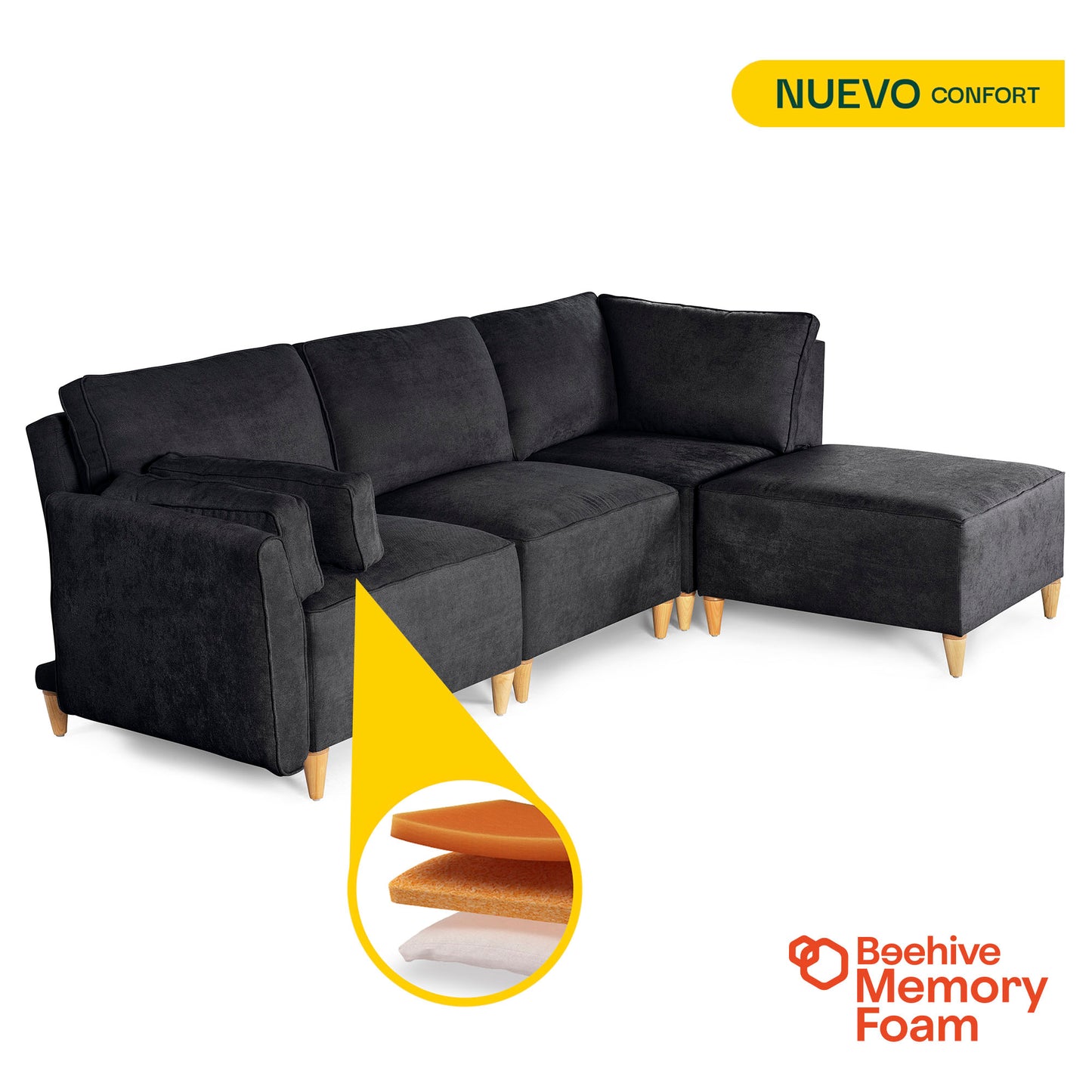 Sala modular Morelli de 4 modulos Color Negro