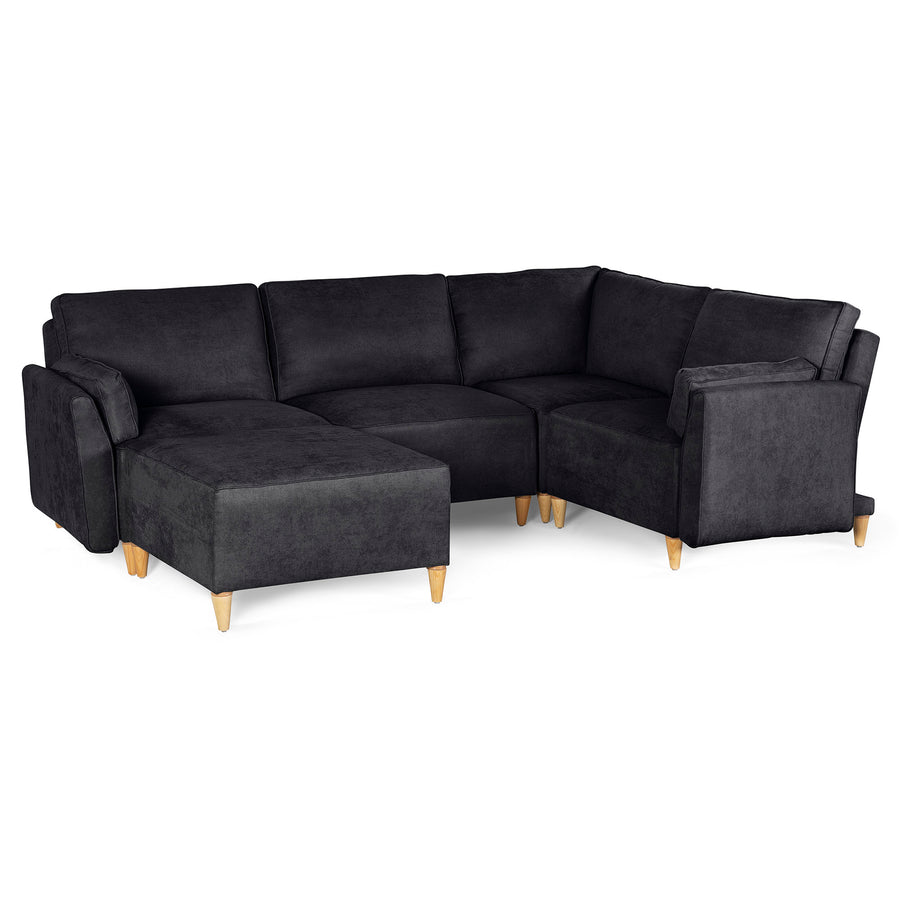 Sala De 5 Modulos Makora Morelli Memory Foam Negro Chenil Respaldo Reclinable De 3 Posiciones