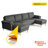 Sala Modular Doble Chaise Salazar Color Gris Oxford