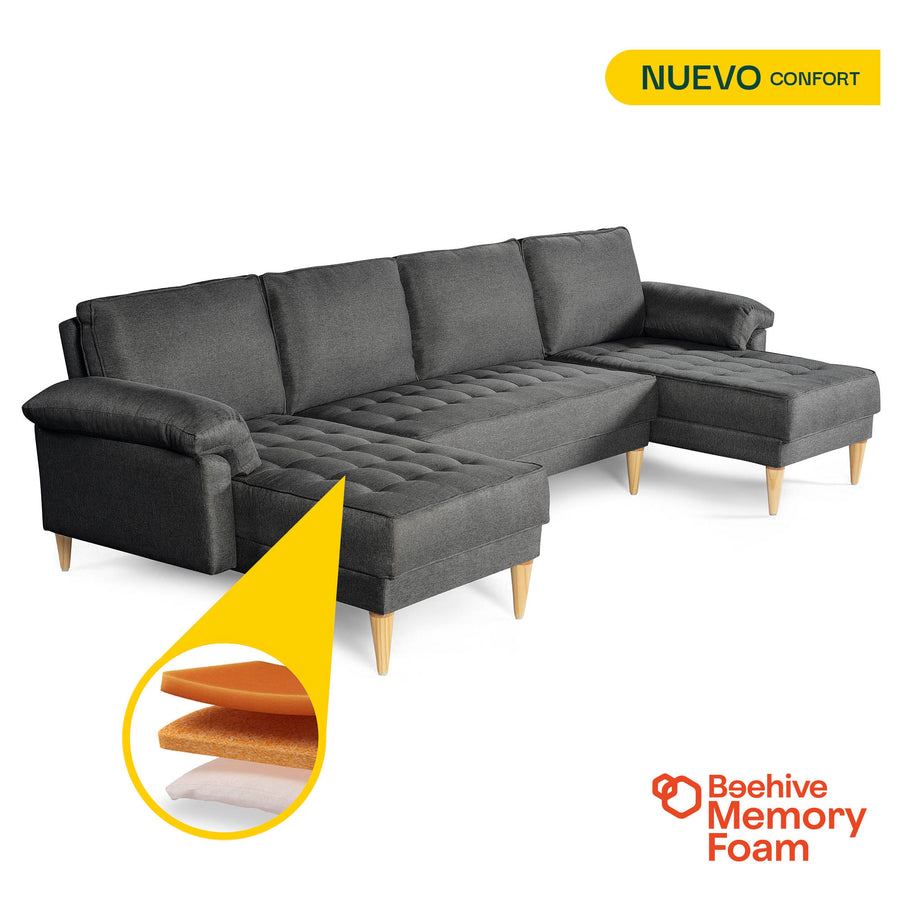 Sala Modular Doble Chaise Salazar Color Gris Oxford