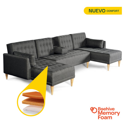 Sala Modular Doble Chaise Boyd Color Gris Oxford