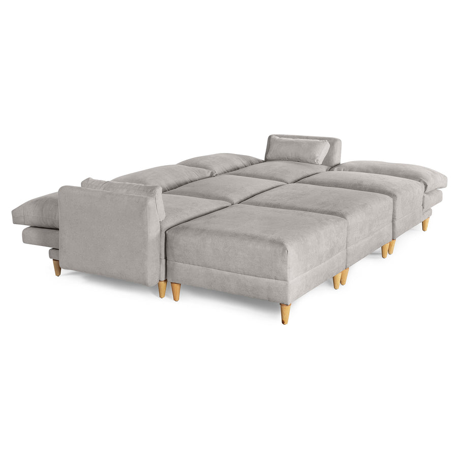 Sala De 6 Modulos Makora Everyn Memory Foam Grey Chenil Respaldo Reclinable De 3 Posiciones