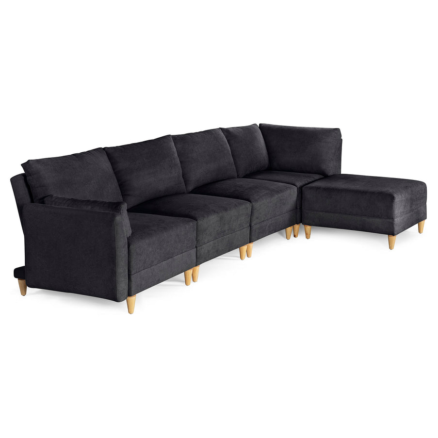 Sala De 5 Modulos Makora Everyn Memory Foam Negro Chenil Respaldo Reclinable De 3 Posiciones