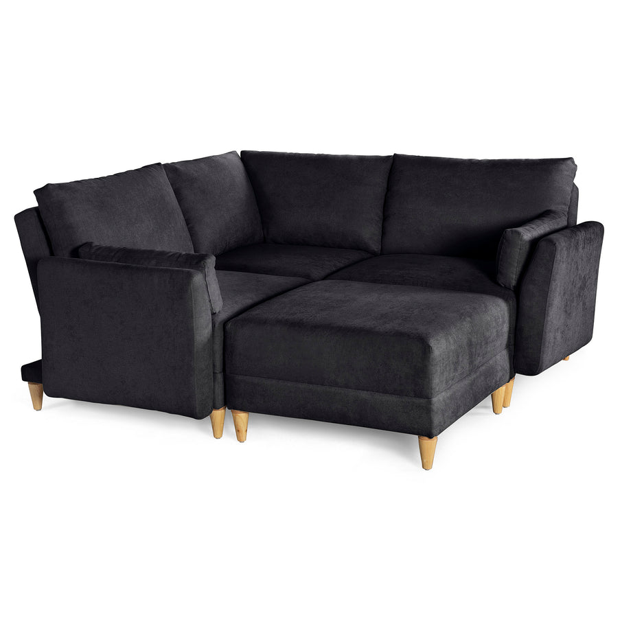 Sala De 4 Modulos Makora Everyn Memory Foam Negro Chenil Respaldo Reclinable De 3 Posiciones
