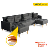 Sala Modular Doble Chaise Marietta Color Gris Oxford