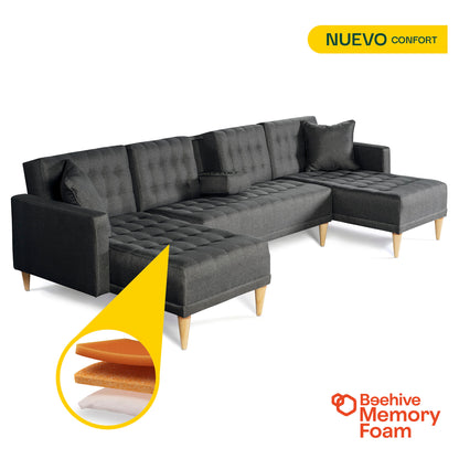 Sala Modular Doble Chaise Marietta Color Gris Oxford